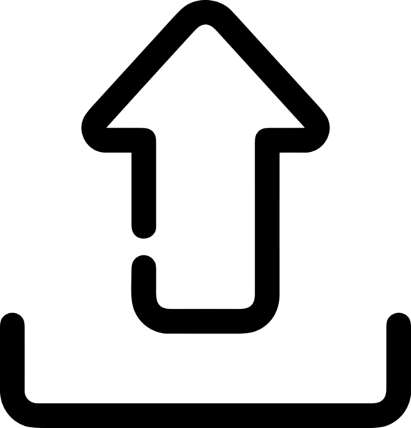 Siyah ve Beyaz Logo Simgesi PNG Biçimini Yükle. Web Sitesi Düğmesi, Mobil Uygulama Arayüzü, Dosya Aktarımı, Belge Paylaşımı, Bulut Depolama ve Veri Yedekleme için Minimalist Düz Tasarımlı Tek Renkli Ok Gönderme İşareti Grafiksel Elemanı