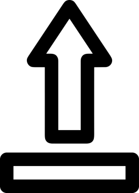 Siyah ve Beyaz Logo Simgesi PNG Biçimini Yükle. Web Sitesi Düğmesi, Mobil Uygulama Arayüzü, Dosya Aktarımı, Belge Paylaşımı, Bulut Depolama ve Veri Yedekleme için Minimalist Düz Tasarımlı Tek Renkli Ok Gönderme İşareti Grafiksel Elemanı