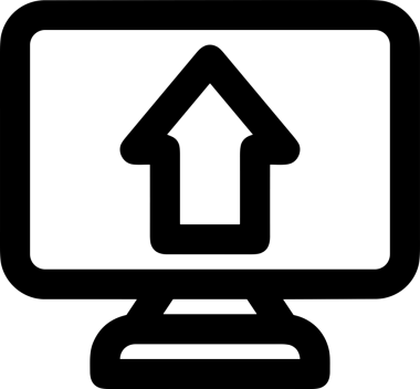 Siyah ve Beyaz Logo Simgesi PNG Biçimini Yükle. Web Sitesi Düğmesi, Mobil Uygulama Arayüzü, Dosya Aktarımı, Belge Paylaşımı, Bulut Depolama ve Veri Yedekleme için Minimalist Düz Tasarımlı Tek Renkli Ok Gönderme İşareti Grafiksel Elemanı
