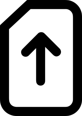 Siyah ve Beyaz Logo Simgesi PNG Biçimini Yükle. Web Sitesi Düğmesi, Mobil Uygulama Arayüzü, Dosya Aktarımı, Belge Paylaşımı, Bulut Depolama ve Veri Yedekleme için Minimalist Düz Tasarımlı Tek Renkli Ok Gönderme İşareti Grafiksel Elemanı