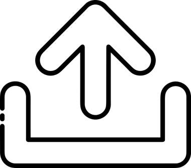 Siyah ve Beyaz Logo Simgesi PNG Biçimini Yükle. Web Sitesi Düğmesi, Mobil Uygulama Arayüzü, Dosya Aktarımı, Belge Paylaşımı, Bulut Depolama ve Veri Yedekleme için Minimalist Düz Tasarımlı Tek Renkli Ok Gönderme İşareti Grafiksel Elemanı