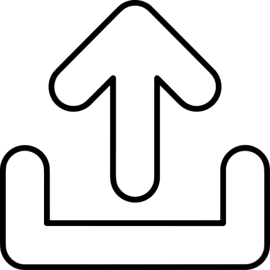 Siyah ve Beyaz Logo Simgesi PNG Biçimini Yükle. Web Sitesi Düğmesi, Mobil Uygulama Arayüzü, Dosya Aktarımı, Belge Paylaşımı, Bulut Depolama ve Veri Yedekleme için Minimalist Düz Tasarımlı Tek Renkli Ok Gönderme İşareti Grafiksel Elemanı