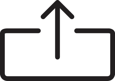 Siyah ve Beyaz Logo Simgesi PNG Biçimini Yükle. Web Sitesi Düğmesi, Mobil Uygulama Arayüzü, Dosya Aktarımı, Belge Paylaşımı, Bulut Depolama ve Veri Yedekleme için Minimalist Düz Tasarımlı Tek Renkli Ok Gönderme İşareti Grafiksel Elemanı