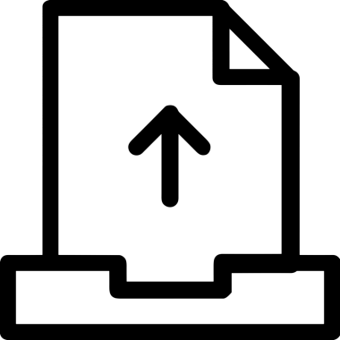 Siyah ve Beyaz Logo Simgesi PNG Biçimini Yükle. Web Sitesi Düğmesi, Mobil Uygulama Arayüzü, Dosya Aktarımı, Belge Paylaşımı, Bulut Depolama ve Veri Yedekleme için Minimalist Düz Tasarımlı Tek Renkli Ok Gönderme İşareti Grafiksel Elemanı
