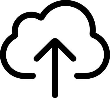 Siyah ve Beyaz Logo Simgesi PNG Biçimini Yükle. Web Sitesi Düğmesi, Mobil Uygulama Arayüzü, Dosya Aktarımı, Belge Paylaşımı, Bulut Depolama ve Veri Yedekleme için Minimalist Düz Tasarımlı Tek Renkli Ok Gönderme İşareti Grafiksel Elemanı