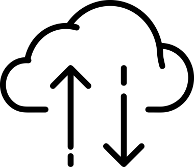 Siyah ve Beyaz Logo Simgesi PNG Biçimini Yükle. Web Sitesi Düğmesi, Mobil Uygulama Arayüzü, Dosya Aktarımı, Belge Paylaşımı, Bulut Depolama ve Veri Yedekleme için Minimalist Düz Tasarımlı Tek Renkli Ok Gönderme İşareti Grafiksel Elemanı