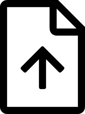 Siyah ve Beyaz Logo Simgesi PNG Biçimini Yükle. Web Sitesi Düğmesi, Mobil Uygulama Arayüzü, Dosya Aktarımı, Belge Paylaşımı, Bulut Depolama ve Veri Yedekleme için Minimalist Düz Tasarımlı Tek Renkli Ok Gönderme İşareti Grafiksel Elemanı