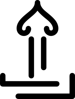 Siyah ve Beyaz Logo Simgesi PNG Biçimini Yükle. Web Sitesi Düğmesi, Mobil Uygulama Arayüzü, Dosya Aktarımı, Belge Paylaşımı, Bulut Depolama ve Veri Yedekleme için Minimalist Düz Tasarımlı Tek Renkli Ok Gönderme İşareti Grafiksel Elemanı