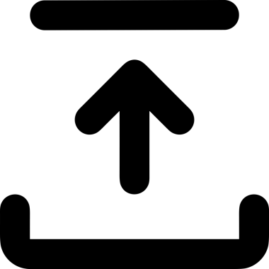 Siyah ve Beyaz Logo Simgesi PNG Biçimini Yükle. Web Sitesi Düğmesi, Mobil Uygulama Arayüzü, Dosya Aktarımı, Belge Paylaşımı, Bulut Depolama ve Veri Yedekleme için Minimalist Düz Tasarımlı Tek Renkli Ok Gönderme İşareti Grafiksel Elemanı