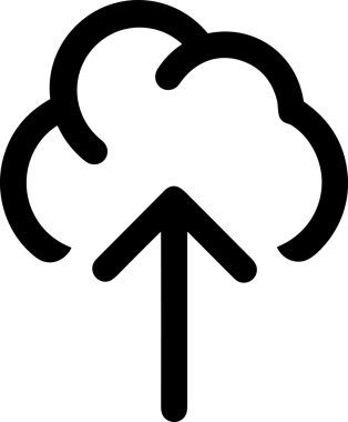 Siyah ve Beyaz Logo Simgesi PNG Biçimini Yükle. Web Sitesi Düğmesi, Mobil Uygulama Arayüzü, Dosya Aktarımı, Belge Paylaşımı, Bulut Depolama ve Veri Yedekleme için Minimalist Düz Tasarımlı Tek Renkli Ok Gönderme İşareti Grafiksel Elemanı