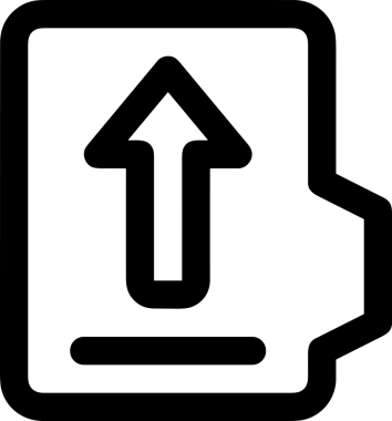 Siyah ve Beyaz Logo Simgesi PNG Biçimini Yükle. Web Sitesi Düğmesi, Mobil Uygulama Arayüzü, Dosya Aktarımı, Belge Paylaşımı, Bulut Depolama ve Veri Yedekleme için Minimalist Düz Tasarımlı Tek Renkli Ok Gönderme İşareti Grafiksel Elemanı