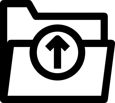 Siyah ve Beyaz Logo Simgesi PNG Biçimini Yükle. Web Sitesi Düğmesi, Mobil Uygulama Arayüzü, Dosya Aktarımı, Belge Paylaşımı, Bulut Depolama ve Veri Yedekleme için Minimalist Düz Tasarımlı Tek Renkli Ok Gönderme İşareti Grafiksel Elemanı