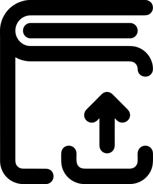 Siyah ve Beyaz Logo Simgesi PNG Biçimini Yükle. Web Sitesi Düğmesi, Mobil Uygulama Arayüzü, Dosya Aktarımı, Belge Paylaşımı, Bulut Depolama ve Veri Yedekleme için Minimalist Düz Tasarımlı Tek Renkli Ok Gönderme İşareti Grafiksel Elemanı