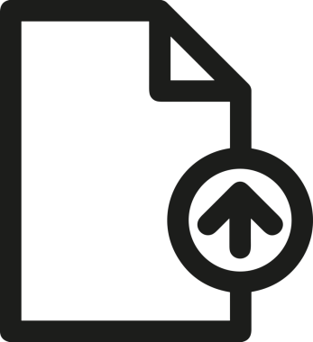 Siyah ve Beyaz Logo Simgesi PNG Biçimini Yükle. Web Sitesi Düğmesi, Mobil Uygulama Arayüzü, Dosya Aktarımı, Belge Paylaşımı, Bulut Depolama ve Veri Yedekleme için Minimalist Düz Tasarımlı Tek Renkli Ok Gönderme İşareti Grafiksel Elemanı