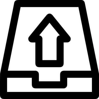 Siyah ve Beyaz Logo Simgesi PNG Biçimini Yükle. Web Sitesi Düğmesi, Mobil Uygulama Arayüzü, Dosya Aktarımı, Belge Paylaşımı, Bulut Depolama ve Veri Yedekleme için Minimalist Düz Tasarımlı Tek Renkli Ok Gönderme İşareti Grafiksel Elemanı