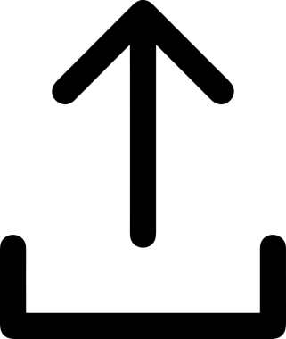 Siyah ve Beyaz Logo Simgesi PNG Biçimini Yükle. Web Sitesi Düğmesi, Mobil Uygulama Arayüzü, Dosya Aktarımı, Belge Paylaşımı, Bulut Depolama ve Veri Yedekleme için Minimalist Düz Tasarımlı Tek Renkli Ok Gönderme İşareti Grafiksel Elemanı