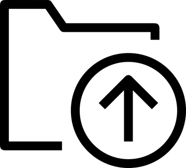 Siyah ve Beyaz Logo Simgesi PNG Biçimini Yükle. Web Sitesi Düğmesi, Mobil Uygulama Arayüzü, Dosya Aktarımı, Belge Paylaşımı, Bulut Depolama ve Veri Yedekleme için Minimalist Düz Tasarımlı Tek Renkli Ok Gönderme İşareti Grafiksel Elemanı