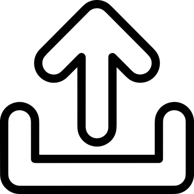 Siyah ve Beyaz Logo Simgesi PNG Biçimini Yükle. Web Sitesi Düğmesi, Mobil Uygulama Arayüzü, Dosya Aktarımı, Belge Paylaşımı, Bulut Depolama ve Veri Yedekleme için Minimalist Düz Tasarımlı Tek Renkli Ok Gönderme İşareti Grafiksel Elemanı