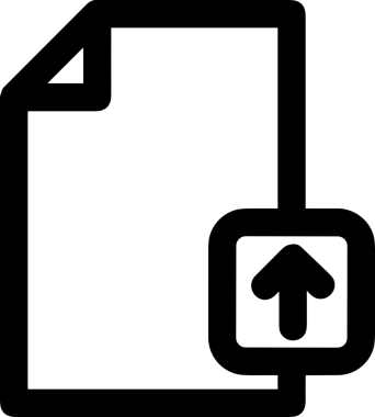 Siyah ve Beyaz Logo Simgesi PNG Biçimini Yükle. Web Sitesi Düğmesi, Mobil Uygulama Arayüzü, Dosya Aktarımı, Belge Paylaşımı, Bulut Depolama ve Veri Yedekleme için Minimalist Düz Tasarımlı Tek Renkli Ok Gönderme İşareti Grafiksel Elemanı