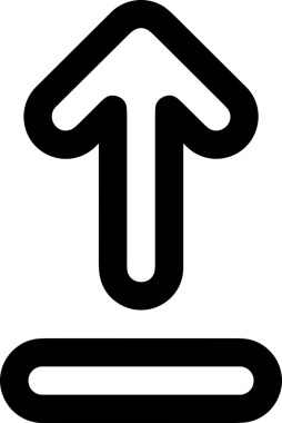 Siyah ve Beyaz Logo Simgesi PNG Biçimini Yükle. Web Sitesi Düğmesi, Mobil Uygulama Arayüzü, Dosya Aktarımı, Belge Paylaşımı, Bulut Depolama ve Veri Yedekleme için Minimalist Düz Tasarımlı Tek Renkli Ok Gönderme İşareti Grafiksel Elemanı