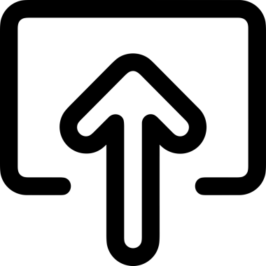 Siyah ve Beyaz Logo Simgesi PNG Biçimini Yükle. Web Sitesi Düğmesi, Mobil Uygulama Arayüzü, Dosya Aktarımı, Belge Paylaşımı, Bulut Depolama ve Veri Yedekleme için Minimalist Düz Tasarımlı Tek Renkli Ok Gönderme İşareti Grafiksel Elemanı