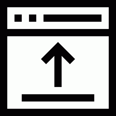 Siyah ve Beyaz Logo Simgesi PNG Biçimini Yükle. Web Sitesi Düğmesi, Mobil Uygulama Arayüzü, Dosya Aktarımı, Belge Paylaşımı, Bulut Depolama ve Veri Yedekleme için Minimalist Düz Tasarımlı Tek Renkli Ok Gönderme İşareti Grafiksel Elemanı