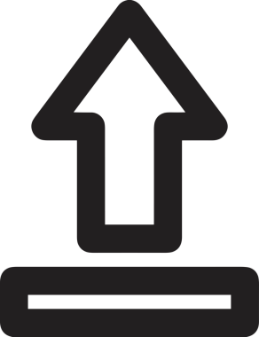 Siyah ve Beyaz Logo Simgesi PNG Biçimini Yükle. Web Sitesi Düğmesi, Mobil Uygulama Arayüzü, Dosya Aktarımı, Belge Paylaşımı, Bulut Depolama ve Veri Yedekleme için Minimalist Düz Tasarımlı Tek Renkli Ok Gönderme İşareti Grafiksel Elemanı