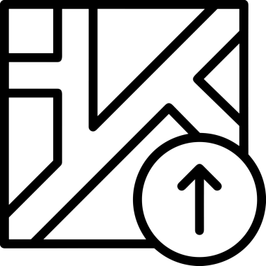 Siyah ve Beyaz Logo Simgesi PNG Biçimini Yükle. Web Sitesi Düğmesi, Mobil Uygulama Arayüzü, Dosya Aktarımı, Belge Paylaşımı, Bulut Depolama ve Veri Yedekleme için Minimalist Düz Tasarımlı Tek Renkli Ok Gönderme İşareti Grafiksel Elemanı