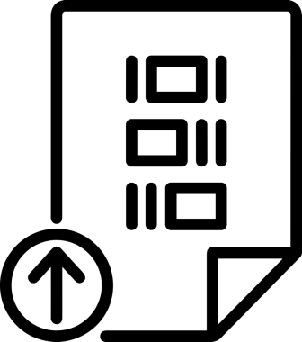 Siyah ve Beyaz Logo Simgesi PNG Biçimini Yükle. Web Sitesi Düğmesi, Mobil Uygulama Arayüzü, Dosya Aktarımı, Belge Paylaşımı, Bulut Depolama ve Veri Yedekleme için Minimalist Düz Tasarımlı Tek Renkli Ok Gönderme İşareti Grafiksel Elemanı