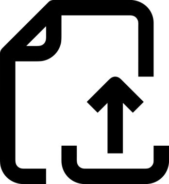 Siyah ve Beyaz Logo Simgesi PNG Biçimini Yükle. Web Sitesi Düğmesi, Mobil Uygulama Arayüzü, Dosya Aktarımı, Belge Paylaşımı, Bulut Depolama ve Veri Yedekleme için Minimalist Düz Tasarımlı Tek Renkli Ok Gönderme İşareti Grafiksel Elemanı