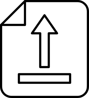 Siyah ve Beyaz Logo Simgesi PNG Biçimini Yükle. Web Sitesi Düğmesi, Mobil Uygulama Arayüzü, Dosya Aktarımı, Belge Paylaşımı, Bulut Depolama ve Veri Yedekleme için Minimalist Düz Tasarımlı Tek Renkli Ok Gönderme İşareti Grafiksel Elemanı