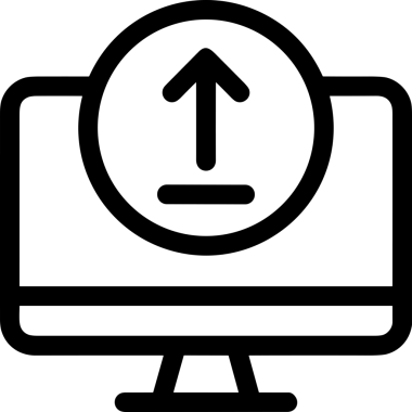 Siyah ve Beyaz Logo Simgesi PNG Biçimini Yükle. Web Sitesi Düğmesi, Mobil Uygulama Arayüzü, Dosya Aktarımı, Belge Paylaşımı, Bulut Depolama ve Veri Yedekleme için Minimalist Düz Tasarımlı Tek Renkli Ok Gönderme İşareti Grafiksel Elemanı