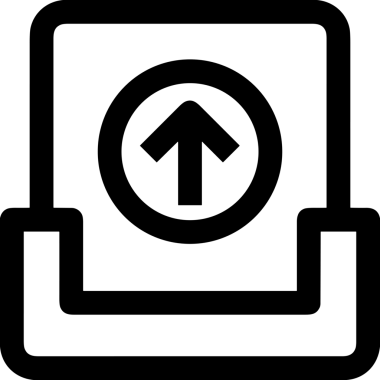 Siyah ve Beyaz Logo Simgesi PNG Biçimini Yükle. Web Sitesi Düğmesi, Mobil Uygulama Arayüzü, Dosya Aktarımı, Belge Paylaşımı, Bulut Depolama ve Veri Yedekleme için Minimalist Düz Tasarımlı Tek Renkli Ok Gönderme İşareti Grafiksel Elemanı