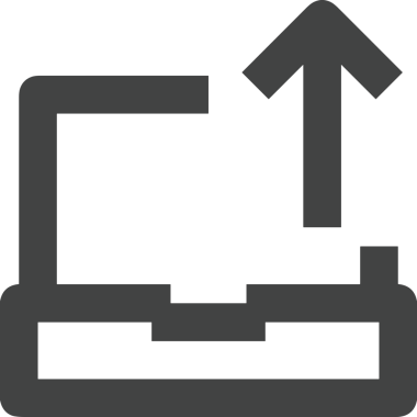 Siyah ve Beyaz Logo Simgesi PNG Biçimini Yükle. Web Sitesi Düğmesi, Mobil Uygulama Arayüzü, Dosya Aktarımı, Belge Paylaşımı, Bulut Depolama ve Veri Yedekleme için Minimalist Düz Tasarımlı Tek Renkli Ok Gönderme İşareti Grafiksel Elemanı