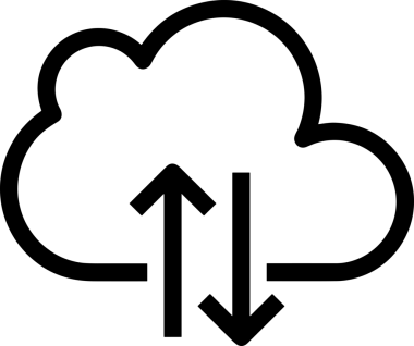 Siyah ve Beyaz Logo Simgesi PNG Biçimini Yükle. Web Sitesi Düğmesi, Mobil Uygulama Arayüzü, Dosya Aktarımı, Belge Paylaşımı, Bulut Depolama ve Veri Yedekleme için Minimalist Düz Tasarımlı Tek Renkli Ok Gönderme İşareti Grafiksel Elemanı