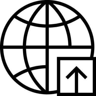 Siyah ve Beyaz Logo Simgesi PNG Biçimini Yükle. Web Sitesi Düğmesi, Mobil Uygulama Arayüzü, Dosya Aktarımı, Belge Paylaşımı, Bulut Depolama ve Veri Yedekleme için Minimalist Düz Tasarımlı Tek Renkli Ok Gönderme İşareti Grafiksel Elemanı