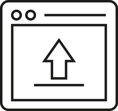 Siyah ve Beyaz Logo Simgesi PNG Biçimini Yükle. Web Sitesi Düğmesi, Mobil Uygulama Arayüzü, Dosya Aktarımı, Belge Paylaşımı, Bulut Depolama ve Veri Yedekleme için Minimalist Düz Tasarımlı Tek Renkli Ok Gönderme İşareti Grafiksel Elemanı