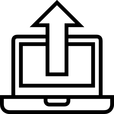 Siyah ve Beyaz Logo Simgesi PNG Biçimini Yükle. Web Sitesi Düğmesi, Mobil Uygulama Arayüzü, Dosya Aktarımı, Belge Paylaşımı, Bulut Depolama ve Veri Yedekleme için Minimalist Düz Tasarımlı Tek Renkli Ok Gönderme İşareti Grafiksel Elemanı