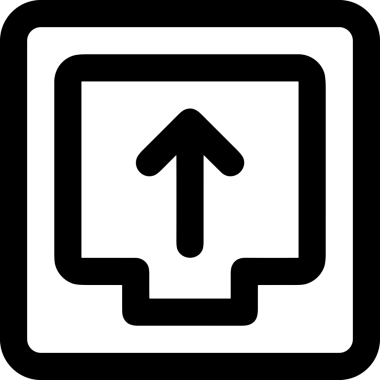 Siyah ve Beyaz Logo Simgesi PNG Biçimini Yükle. Web Sitesi Düğmesi, Mobil Uygulama Arayüzü, Dosya Aktarımı, Belge Paylaşımı, Bulut Depolama ve Veri Yedekleme için Minimalist Düz Tasarımlı Tek Renkli Ok Gönderme İşareti Grafiksel Elemanı