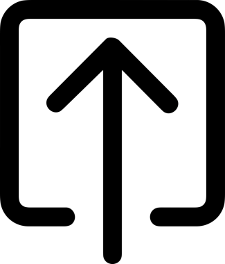 Siyah ve Beyaz Logo Simgesi PNG Biçimini Yükle. Web Sitesi Düğmesi, Mobil Uygulama Arayüzü, Dosya Aktarımı, Belge Paylaşımı, Bulut Depolama ve Veri Yedekleme için Minimalist Düz Tasarımlı Tek Renkli Ok Gönderme İşareti Grafiksel Elemanı