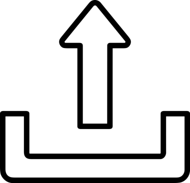 Siyah ve Beyaz Logo Simgesi PNG Biçimini Yükle. Web Sitesi Düğmesi, Mobil Uygulama Arayüzü, Dosya Aktarımı, Belge Paylaşımı, Bulut Depolama ve Veri Yedekleme için Minimalist Düz Tasarımlı Tek Renkli Ok Gönderme İşareti Grafiksel Elemanı