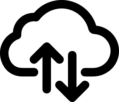 Siyah ve Beyaz Logo Simgesi PNG Biçimini Yükle. Web Sitesi Düğmesi, Mobil Uygulama Arayüzü, Dosya Aktarımı, Belge Paylaşımı, Bulut Depolama ve Veri Yedekleme için Minimalist Düz Tasarımlı Tek Renkli Ok Gönderme İşareti Grafiksel Elemanı