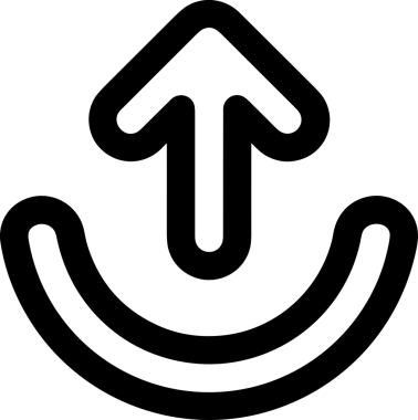 Siyah ve Beyaz Logo Simgesi PNG Biçimini Yükle. Web Sitesi Düğmesi, Mobil Uygulama Arayüzü, Dosya Aktarımı, Belge Paylaşımı, Bulut Depolama ve Veri Yedekleme için Minimalist Düz Tasarımlı Tek Renkli Ok Gönderme İşareti Grafiksel Elemanı
