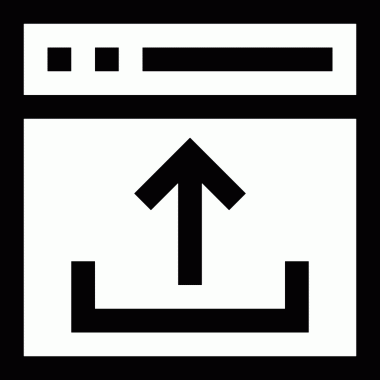 Siyah ve Beyaz Logo Simgesi PNG Biçimini Yükle. Web Sitesi Düğmesi, Mobil Uygulama Arayüzü, Dosya Aktarımı, Belge Paylaşımı, Bulut Depolama ve Veri Yedekleme için Minimalist Düz Tasarımlı Tek Renkli Ok Gönderme İşareti Grafiksel Elemanı