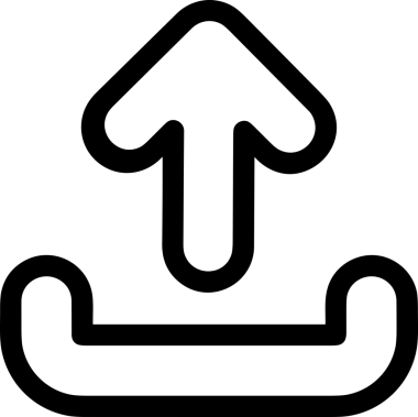 Siyah ve Beyaz Logo Simgesi PNG Biçimini Yükle. Web Sitesi Düğmesi, Mobil Uygulama Arayüzü, Dosya Aktarımı, Belge Paylaşımı, Bulut Depolama ve Veri Yedekleme için Minimalist Düz Tasarımlı Tek Renkli Ok Gönderme İşareti Grafiksel Elemanı