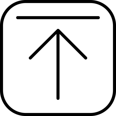 Siyah ve Beyaz Logo Simgesi PNG Biçimini Yükle. Web Sitesi Düğmesi, Mobil Uygulama Arayüzü, Dosya Aktarımı, Belge Paylaşımı, Bulut Depolama ve Veri Yedekleme için Minimalist Düz Tasarımlı Tek Renkli Ok Gönderme İşareti Grafiksel Elemanı