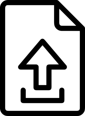 Siyah ve Beyaz Logo Simgesi PNG Biçimini Yükle. Web Sitesi Düğmesi, Mobil Uygulama Arayüzü, Dosya Aktarımı, Belge Paylaşımı, Bulut Depolama ve Veri Yedekleme için Minimalist Düz Tasarımlı Tek Renkli Ok Gönderme İşareti Grafiksel Elemanı