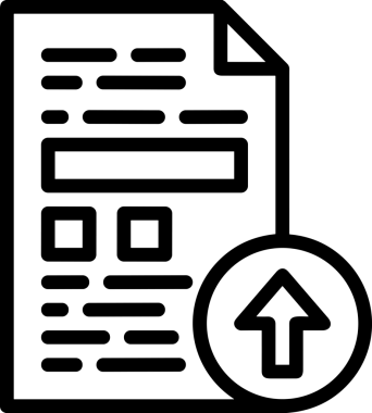 Siyah ve Beyaz Logo Simgesi PNG Biçimini Yükle. Web Sitesi Düğmesi, Mobil Uygulama Arayüzü, Dosya Aktarımı, Belge Paylaşımı, Bulut Depolama ve Veri Yedekleme için Minimalist Düz Tasarımlı Tek Renkli Ok Gönderme İşareti Grafiksel Elemanı