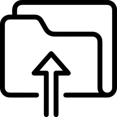 Siyah ve Beyaz Logo Simgesi PNG Biçimini Yükle. Web Sitesi Düğmesi, Mobil Uygulama Arayüzü, Dosya Aktarımı, Belge Paylaşımı, Bulut Depolama ve Veri Yedekleme için Minimalist Düz Tasarımlı Tek Renkli Ok Gönderme İşareti Grafiksel Elemanı