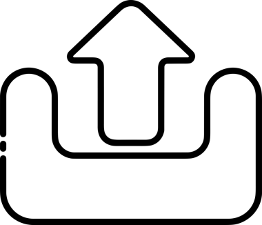 Siyah ve Beyaz Logo Simgesi PNG Biçimini Yükle. Web Sitesi Düğmesi, Mobil Uygulama Arayüzü, Dosya Aktarımı, Belge Paylaşımı, Bulut Depolama ve Veri Yedekleme için Minimalist Düz Tasarımlı Tek Renkli Ok Gönderme İşareti Grafiksel Elemanı